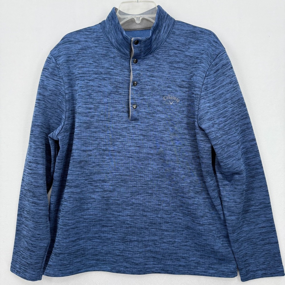 Callaway Golf‎ Mens Large Blue 1/4 Snap Pullover Long Sleeve Shirt Fleece